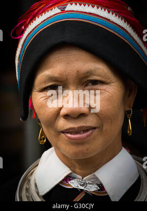 Portrait of a Tay tribeswoman in Ha Giang, Vietnam. Stock Photo