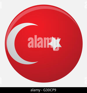 Turkey flag icon flat. Flag turkey illustration and isolated national turkish symbol vector Stock Photo