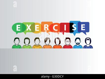 Workshop exercise concept as vector illustration with illustration of group of people. Stock Vector