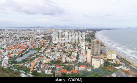 Panorama view of Vung Tau, the coast city in Vietnam. Many buildings located near the beach. Stock Photo