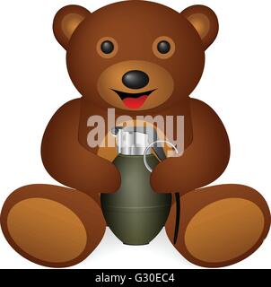 Teddy bear grenade on a white background. Vector illustration. Stock Vector