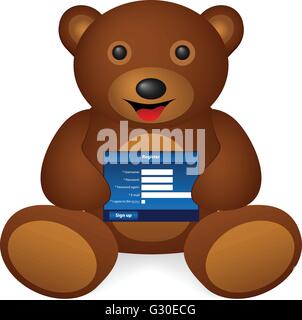 Teddy bear register on a white background. Vector illustration. Stock Vector