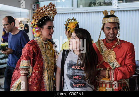 Madrid, Spain, 4 st June 2016.  A wedding reception in the Indonesian joint bazaar 2016 organized by Indonesian Embassy. Stock Photo
