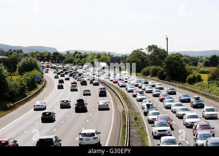 Heavy road traffic on a busy congested motorway