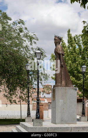 Monument in Madrigal de las Altas Torres village, to the Queen Isabel the Catholic (1451 - 1504) Stock Photo
