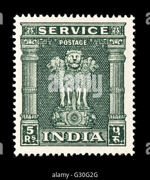 Postage stamp from India depicting Capital of Asoka Pillar. Stock Photo