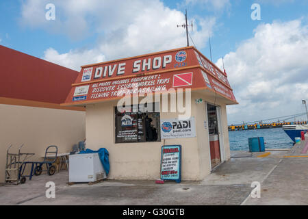 Dive shop on the pier in Cozumel.  Cozumel, Mexico Stock Photo
