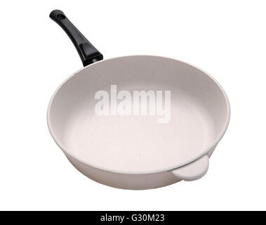 White frying pan with ceramic coating Stock Photo