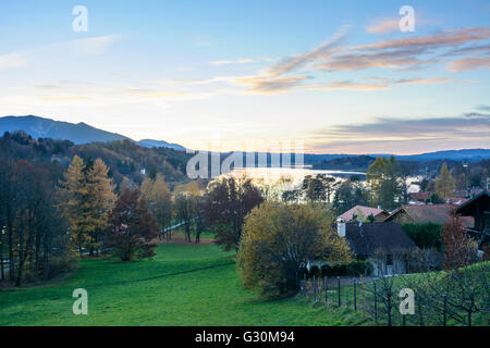 lake Staffelsee at sunset, Germany, Bayern, Bavaria, Oberbayern, Upper Bavaria, Murnau am Staffelsee Stock Photo
