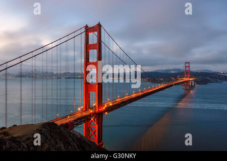 Famous Golden Gate Bridge in San Francisco at morning Stock Photo