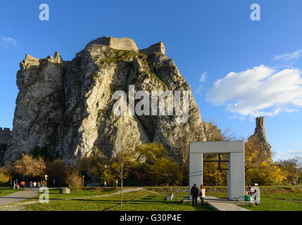 castle Devin ( Thebes ) and Monument ' Gate of Freedom ', Slovakia, , , Bratislava (Pressburg) Stock Photo