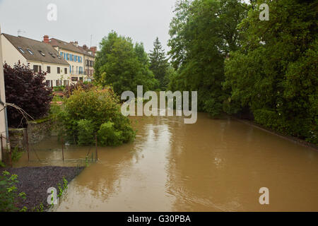 The Almont overflowed in downtown Melun Stock Photo