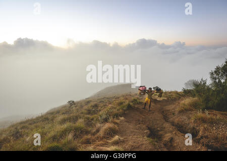 Mount Rinjani Porter Stock Photo