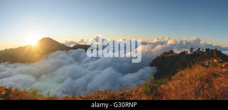 Above the clouds on Mt Rinjani in Indonesia Stock Photo