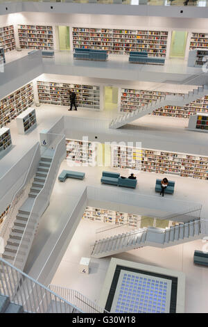 Gallery Hall of the City Library on Mailänder Platz, Germany, Baden-Württemberg, Region Stuttgart, Stuttgart Stock Photo