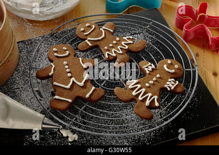 Royal icing on gingerbread men and women Stock Photo