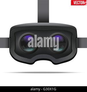 Set of Original stereoscopic 3d vr headset. Front and Inside view. Vector illustration Isolated on white background. Stock Vector