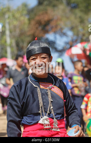 CHIANG MAI, THAILAND - JAN 12 : Unidentified Hmong female wearing traditional clothes in the celebrate New Year 's Hmong tribes Stock Photo