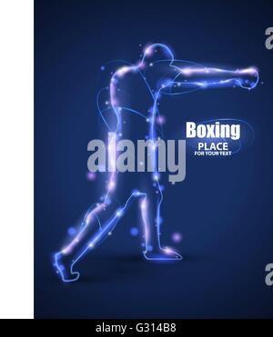 Motion design.Abstract boxing from dot,Blur and light. isolated on black background. Vector illustration Stock Vector