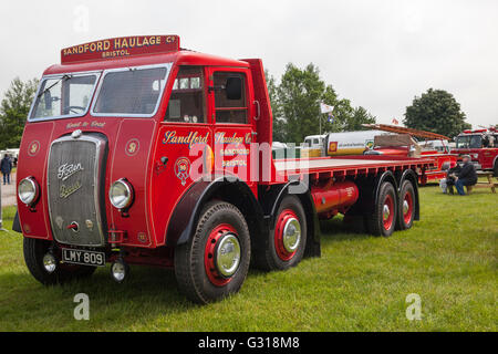 Close up of a Classic vintage red Foden Diesel 1946 DG at The Royal Bath and West Show, Shepton Mallet, Somerset, England, UK Stock Photo