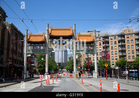 Entrance gates to Chinatown in Vancouver. Stock Photo