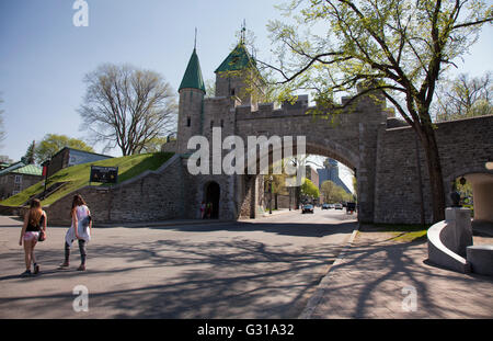 QUEBEC CITY - MAY 23, 2016: Porte Saint-Louis (St-Louis Gate) is one of four gates through which you can enter Old Québec City! Stock Photo