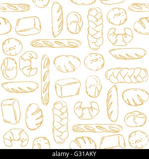 Vector. Bake, Bread mix seamless background. Good for packaging, wrapping paper or other accessories for bakery. White and beige Stock Vector