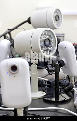 different security cameras pre-wired Stock Photo