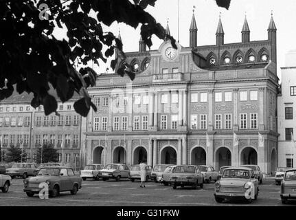 Rostock, DDR, the town hall on the Neuer Markt Stock Photo