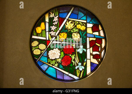Stained Glass Window, Villa Taranto, Italy Stock Photo