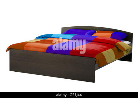 Double bed isolated on white. Include clipping path Stock Photo