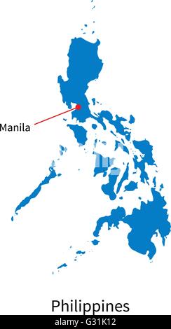 Detailed vector map of Philippines and capital city Manila Stock Vector