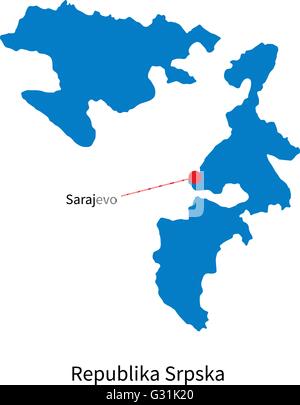 Detailed vector map of Republika Srpska and capital city Sarajevo Stock Vector