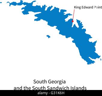 Map of South Georgia and Sandwich Islands with capital city Stock Vector