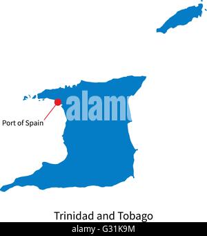 Detailed vector map of Trinidad and Tobago with capital city Stock Vector