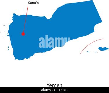 Yemen Political Map with capital Sanaa, national borders and most Stock ...