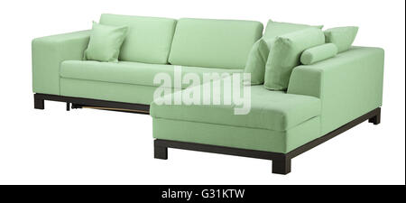 Green sofa isolated on white. Include clipping path Stock Photo