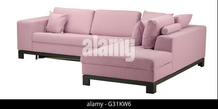 Pink sofa isolated on white. Include clipping path Stock Photo