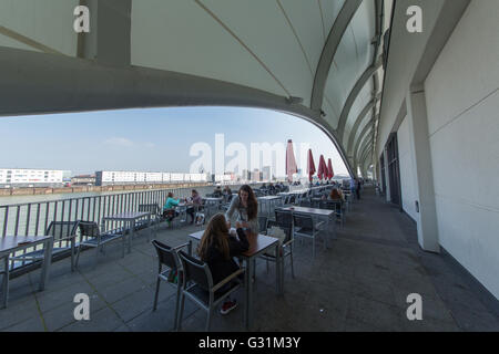 Ludwigshafen, Germany, people on the roof of the shopping center Rhein-Galerie Stock Photo