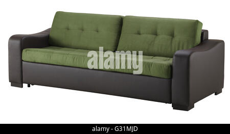 Brown leather sofa isolated on white include clipping path Stock Photo