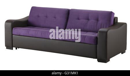 Brown leather sofa isolated on white include clipping path Stock Photo