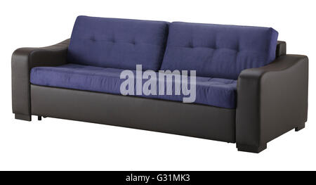 Brown leather sofa isolated on white include clipping path Stock Photo