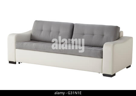 White leather sofa isolated on white include clipping path Stock Photo