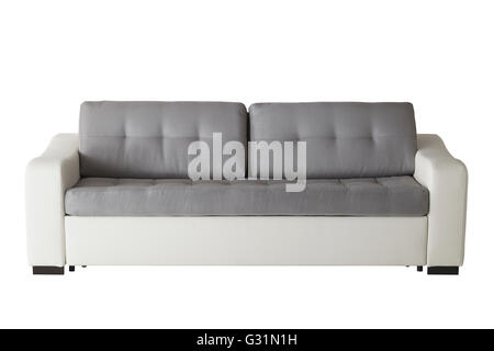 White leather sofa isolated on white include clipping path Stock Photo