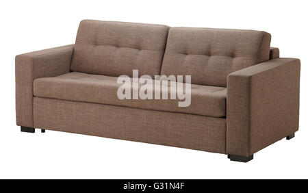 Brown sofa isolated on white include clipping path Stock Photo