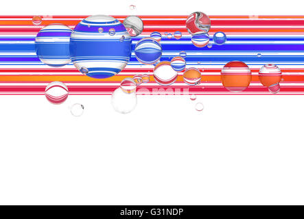 Glass bubbles over colorful stripes abstract background Stock Photo