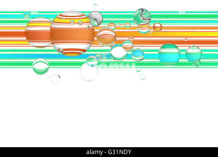 Glass bubbles over colorful stripes abstract background Stock Photo