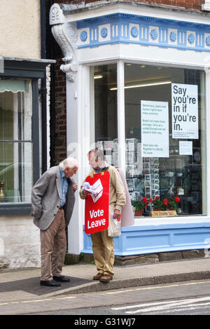 Presteigne, Powys, UK. An anti-EU campaigner handing out Brexit ...