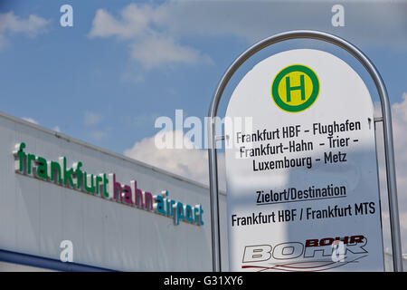 Hahn, Germany. 06th June, 2016. Exterior view of the Frankfurt Hahn Airport terminal in Hahn, Germany, 06 June 2016. The German state Rhineland-Palatinate is selling its majority stake in the Frankfurt Hahn Airport to the Shanghai Yiqian Trading Company for a low double-digit million-euro amount. Photo: THOMAS FREY/dpa/Alamy Live News Stock Photo