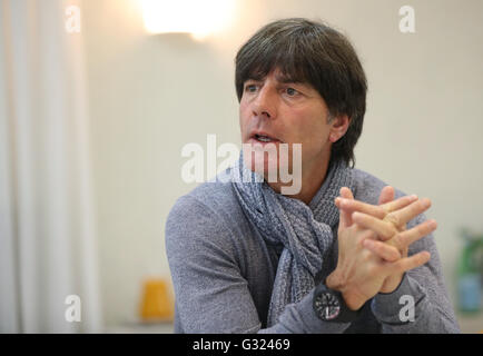 Ascona, Switzerland. 02nd June, 2016. German national soccer team coach Joachim Loew during an interview with the German Press Agency (dpa) in Ascona, Switzerland, 02 June 2016. Photo: CHRISTIAN CHARISIUS/dpa/Alamy Live News Stock Photo